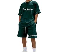 Herren Ombre Farbverlauf Hawaii Set mit Palmen Print T Shirt und Shorts lässig Sommer Strand Outfit Zweiteiler Herren