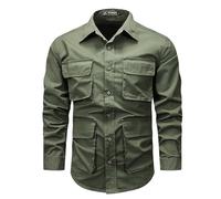 Herren Outdoor Tactical Hemd Langarm Weinlese Armee Hemd Cargo-Arbeitshemd für Herren Baumwolle Freizeithemd Funktionshemd Arbeitsshirt für Männer Leicht Atmungsaktiv Cargo-Hemd Button Down