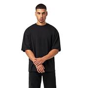 Herren Oversized Basic Baumwoll-T-Shirt Tee Oversized Fit Heavy Baumwolle, Größe:S, Farbe:Black