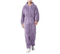 Herren Paar Jumpsuit Kuschelig Lustig Lang Pyjama Oversize Winter Warm Plüsch Overall Schlafoverall Reißverschluss Dunkelblau Khaki Teddy Fleece Einteiler Onesie 2 Piece Schlafanzug Dunkelgrau 5XL XXL