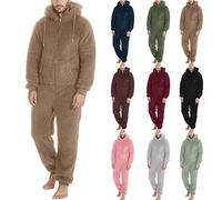 Herren Paar Jumpsuit Kuschelig Lustig Lang Pyjama Winter Warm Plüsch Overall Schlafoverall Reißverschluss Teddy Fleece Einteiler Onesie Einteiler Onesie Schlafanzug
