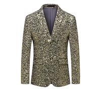 Herren Pailletten Sakko Gold Glitzer Blazer Slim Fit Hochzeit Mantel Langarm Anzug Herrenjacke Performance Kostüm für Party und Hochzeit Anzugjacke für Hochzeit Party Festlich
