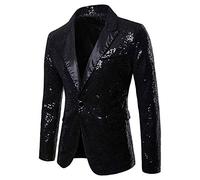 Herren Pailletten Sakko Gold Glitzer Blazer Slim Fit Hochzeit Mantel Langarm Mantel Anzug Herrenjacke Performance-Kostüm für Hochzeit und Party