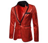 Herren Pailletten Sakko Gold Glitzer Blazer Slim Fit Hochzeit Mantel Langarm Mantel Anzug Herrenjacke Performance-Kostüm für Hochzeit und Party Formelle Kleidung für Herren