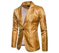 Herren Pailletten Sakko Gold Glitzer Blazer Slim Fit Mantel Langarm Anzug Herrenjacke Performance-Kostüm für Hochzeit und Party