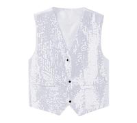 Herren Pailletten Weste Golden Herrenwesten Fasching Party Karneval Ärmellos Hochzeitsweste Metallic Glänzend Anzugwesten 80er Disco Outfit Dancewear Faschingsweste Faschingskostüme Lila Weiß 3xl 4xl