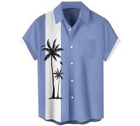 Herren-Palmen-Hawaiihemd, lässiges Kurzarm-Button-Up-Aloha-Hemd