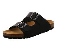 Herren Pantolette, Hausschuh von Bio Life aus Echtleder in Schwarz mit Weichfußbett. schwarz Gr. 43