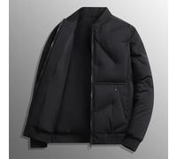 Herren-Parka mit Baseballkragen, Übergröße, warme Oberbekleidungsjacke in einfarbigen Farben mit dickem Polyestergewebe für den täglichen Gebrauch (XL Schwarz)