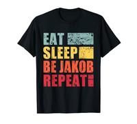 Herren Personalisierter Name Eat Sleep Be Jakob T-Shirt
