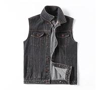 Herren Plus Size Loose Denim Weste Lässige Vintage ärmellose Jacke Cowboy Weste Gilets Jeans Outwear (Grey 3XL)