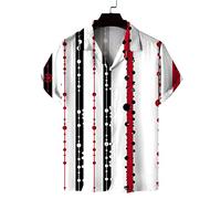 Herren Polka Dot Stripes Print Lässiges Aloha Hawaiihemd - Sommer Strand Funky Party Camp Kragen Kurzarm Cardigan Top, Hip Hop Trend Street Bluse Männliche Kleidung Geschenk, S