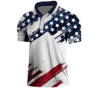 Herren-Poloshirt, amerikanische Flagge, kurzärmelig, Sommer, feuchtigkeitsableitend, lässig, USA-Flagge, Druck, Kragen, Golf-Polo-Shirts, Unabhängigkeitstag, beige, 3XL