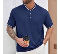 Herren-Poloshirt in großen Größen mit kontrastierenden Streifen, Knopfleiste vorne und kurzen Ärmeln, formell