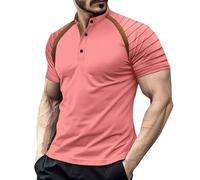 Herren-Poloshirt, kurzärmelig, Muskel-Passform, Fitnessstudio, Sport, atmungsaktiv, Business, Freizeit, Sommer, T-Shirts mit 3 Knöpfen, leicht, modisch, Tennis-T-Shirts, Arbeitsoberteile, S-3XL, rose