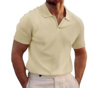 Herren Poloshirt Kurzarm Sport Golf Polo Shirts Slim Fit T-Shirt Sommer Polohemd für Männer Ohne Knöpfe Poloshirt Sport Tshirts V Ausschnitt Funktionsshirt Herren mit Kragen Fitness Shirt