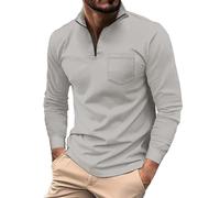 Herren-Poloshirt, langärmelig, Waffelmuster, 1/4-Reißverschluss, Poloshirt, Workout, Golf, Fitnessstudio, Sport, leicht, lässig, Kragen, Tennis-Top, feuchtigkeitsableitend, Arbeitshemden Größe S -