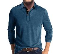 Herren Poloshirts Langarm Golfshirts Basic Langarmshirt mit Knopfleiste Longsleeve Polohemd Leichte Sommershirt Regular Fit Polo Shirt Lässig Longshirt Einfarbige Oberteile Freizeitshirts