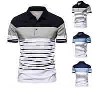Herren Poloshirts Modern Gestreifte Farbblock Poloshirt Kurzarm Slim Fit Polo-Tshirts mit Knöpfe Leicht Sportliches Kurzarmshirts für Männer Golf und Büro Poloshirt Freizeitshirt