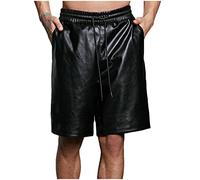 Herren PU-Leder Shorts Einfarbig Beiläufig Ledershorts Punk-Stil Shorts Vintage Gothic Tanzen Kurze Hose Klassisches Schwarz Mittlere Taille Freizeit Gerade Hosen