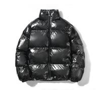 Herren Puffer Parka aus glänzendem Polyester mit gesteppter Konstruktion und Stehkragen für kaltes Wetter Outdoor und Streetwear (2XL Schwarz)