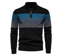 Herren Pulli Oversized Pullover & Strickjacken Für Herren Farbblock Kaschmir Pullover Herren Sweater Herren Lässig Herren Pullover V Ausschnitt Buchstaben Druck Pullover Herren Strick（1-Black，XL）