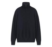 Troyer BUGATTI "Regular Fit", Herren, Gr. L, 390, marine, Sweatware, 80% Wolle, 20% Polyamid, unifarben, regular fit, ohne Ausschnitt, Rippbündchen, Pullover, mit Ripp-Struktur & hohem Stehkragen (873