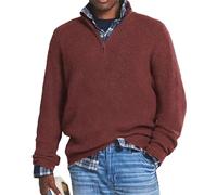 Herren-Pullover aus Kaschmir, Business-Casual-Reißverschluss, Basic-Pullover, 1/4-Reißverschluss, Stehkragen, Polo-Pullover (Rot, Größe 4XL)