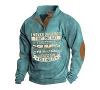 Herren Pullover Geknöpfter V-Ausschnitt Pullis Sweatshirts Ethnischer Retro Druck Top T Shirt Y2k Hoodie Herren Retro Sweater Vintage Hemd Herren Langarm Oberteils Sweatjacke Sweatshirt(5-Cyan,3XL)