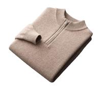 Herren-Pullover, halblanger Kragen, Reißverschluss, warmer Pullover, lockerer Strick, Oberteil, Frühling, Herbst, Khaki9, XX-Large