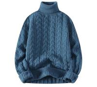 Herren Pullover - Herbst Winter Twist Rollkragenpullover Herren High End Herren Pullover Pullover Dick Warm Männlich Strickpullover,Blau,3XL