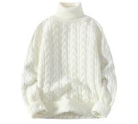 Herren Pullover - Herbst Winter Twist Rollkragenpullover Herren High End Herren Pullover Pullover Dick Warm Männlich Strickpullover,Weiß,L