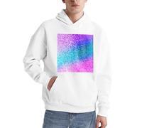 Herren-Pullover mit Glitzer-Pailletten, langärmelig, lässig, Sweatshirt mit Tasche für den täglichen Gebrauch, weiß, XXL