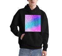 Herren-Pullover mit Glitzer-Pailletten, langärmelig, lässig, Sweatshirt mit Tasche für den täglichen Gebrauch, Schwarz , M