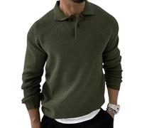 Herren Pullover - Pullover Herren Pullover Baumwolle Reine Farbe Poloshirts Männlich Herbst Winter Mode Jersey Herrenpullover Basic Boy Jumper Plus Size,Grün,L
