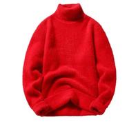 Herren Pullover - Pullover Herren Winter Rollkragenpullover Dicker Pullover Herren Student Jugendpullover Herbst Herrenpullover Größe S-3Xl,Rot,XL