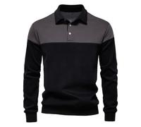 Herren Pullover Sweatshirt Polokragen Langarm Winter Warm Sweatshirts Casual Einfarbig Basic Sweater Baumwolle T-Shirts Klassisch Fit Mode T Hemden Freizeithemden Mit Knopfleiste