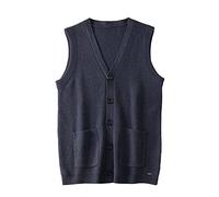 Herren Pullover Weste V-Ausschnitt Ärmellos Strickjacke Groß Big and Tall Vest_Navy_3X-Groß