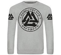Herren Pullover Wikinger Marke Label Valknut Rune in Schwarz Black