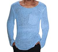 Herren Pullover Zerrissen Männer Langarm Tiefer V-Ausschnitt Solide Strick Frühling Herbst Pullover Männer Pullover Langarm Strickpullover Locker Autumn Winter Pulli Basic Freizeit Warm Sweater