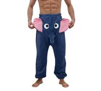 Herren Pyjama Hose Flanellhose Elefanten Hose Männer Elefanten Hose mit Rüssel Lustig Locker Pyjamahose Elefantenrüssel Pyjama Lang Elefanten Hose Elefantenhosen Schlafanzughose Pyjama Hosen