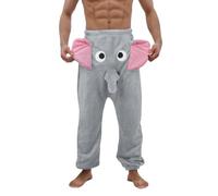Herren Pyjama Hose Flanellhose Elefanten Hose Männer Elefanten Hose mit Rüssel Lustig Locker Pyjamahose Elefantenrüssel Pyjama Lang Elefanten Hose Elefantenhosen Schlafanzughose Pyjama Hosen