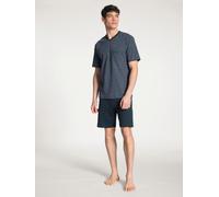 CALIDA Relax Streamline Kurz-Pyjama Herren | kurzer Schlafanzug mit V-Ausschnitt, weiche Interlock-Qualität und formstabiler Komfort
