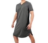 Herren Pyjama Tops Loose Pyjama Robes Nachthemd Kurzarm Einteiliger Schlafanzug Luftig Lang Nachtwäsche Shirt Cotton Nightshirt Sleep Shirts Comfy Nightwear Nightgowns Sleepshirt