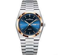 Herren-Quarz-Armbanduhr, Edelstahlband, Dual-Kalender, Tag, Datum, Leuchtzeiger, wasserabweisend, Geschäftskleid, Roségold (B)