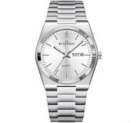 Herren-Quarzuhr mit Edelstahlband, Dual-Kalender, Datums- und Tagesanzeige, leuchtende Zeiger, wasserabweisend, goldfarben, 40 mm für Zifferblatt (D)