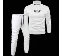 Herren reife Streetwear INS Hochkragen Gothic Buchstabe "Engel" Stickerei, Front Krone Flügel Muster, weiße Herbst und Winter warme Hochkragen Bündche