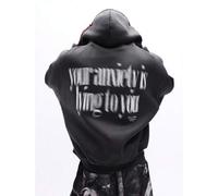 Herren Reißverschluss Hoodie mit durchgehendem Frontdruck Text, lässiger Streetwear Stil, Langarm Kapuzenpullover für Herbst und Winter