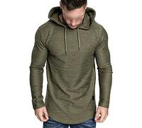 Herren Relaxed Basic Einfarbige Kapuze Sport Langarm Gym Athletische Kordelzug Pullover Outwear Cowlneck Fit Top (Grün,XXL)