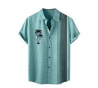 Herren Retro 50er Jahre Bowling Camp Shirt Kurzarm Hemd Rockabilly Stilhemden Sommer Button Down Shirt Regular Fit T-Shirts Hawaiihemden Strandhemden für Herren Modische Freizeithemd Leinenhemd